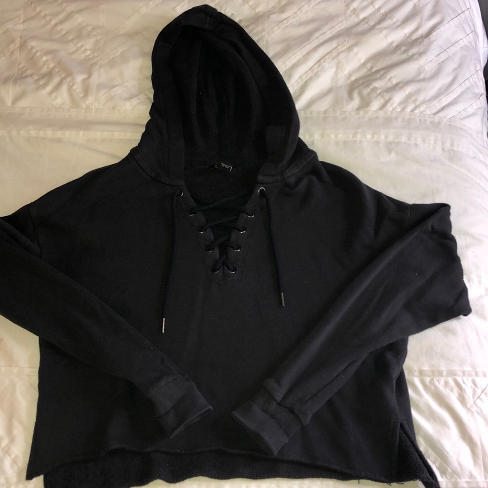 Forever 21 Black Tie-Up Hoodie
